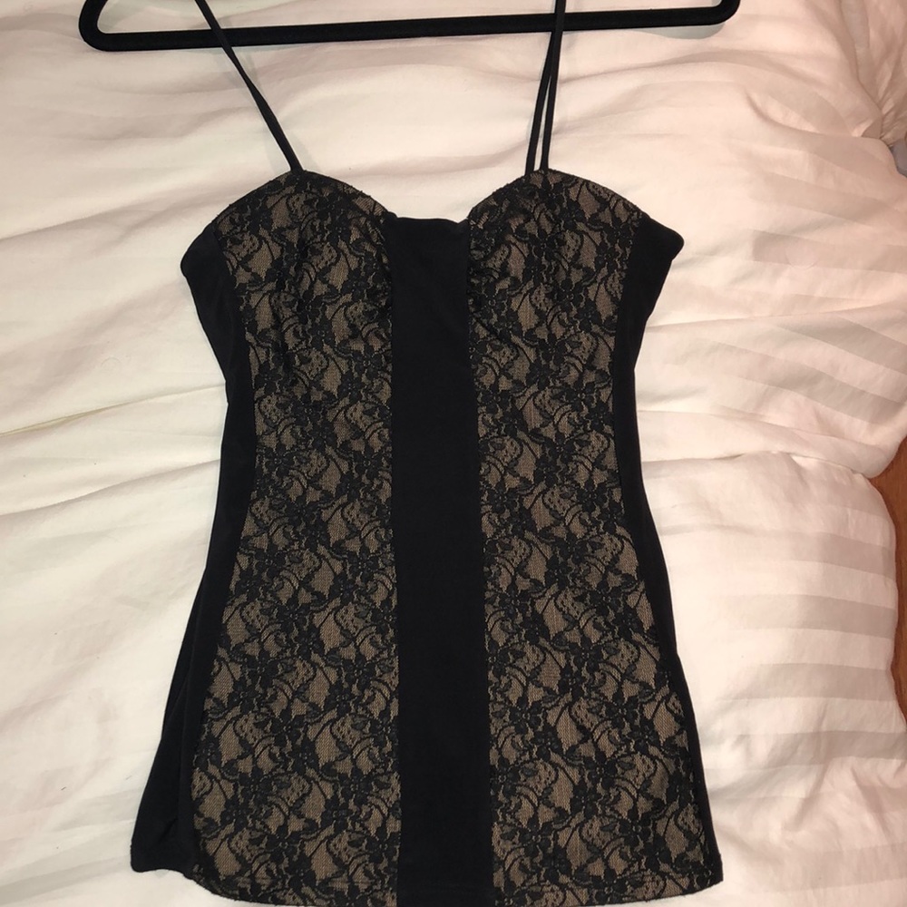 Spaghetti strap black lace design top